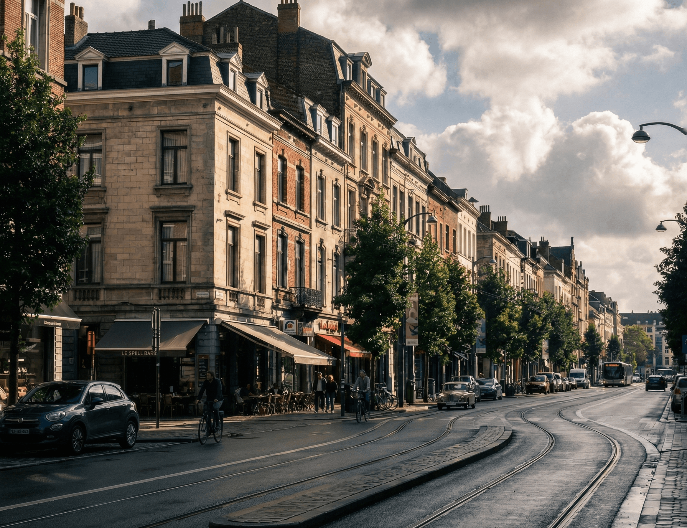 Tram street scene after